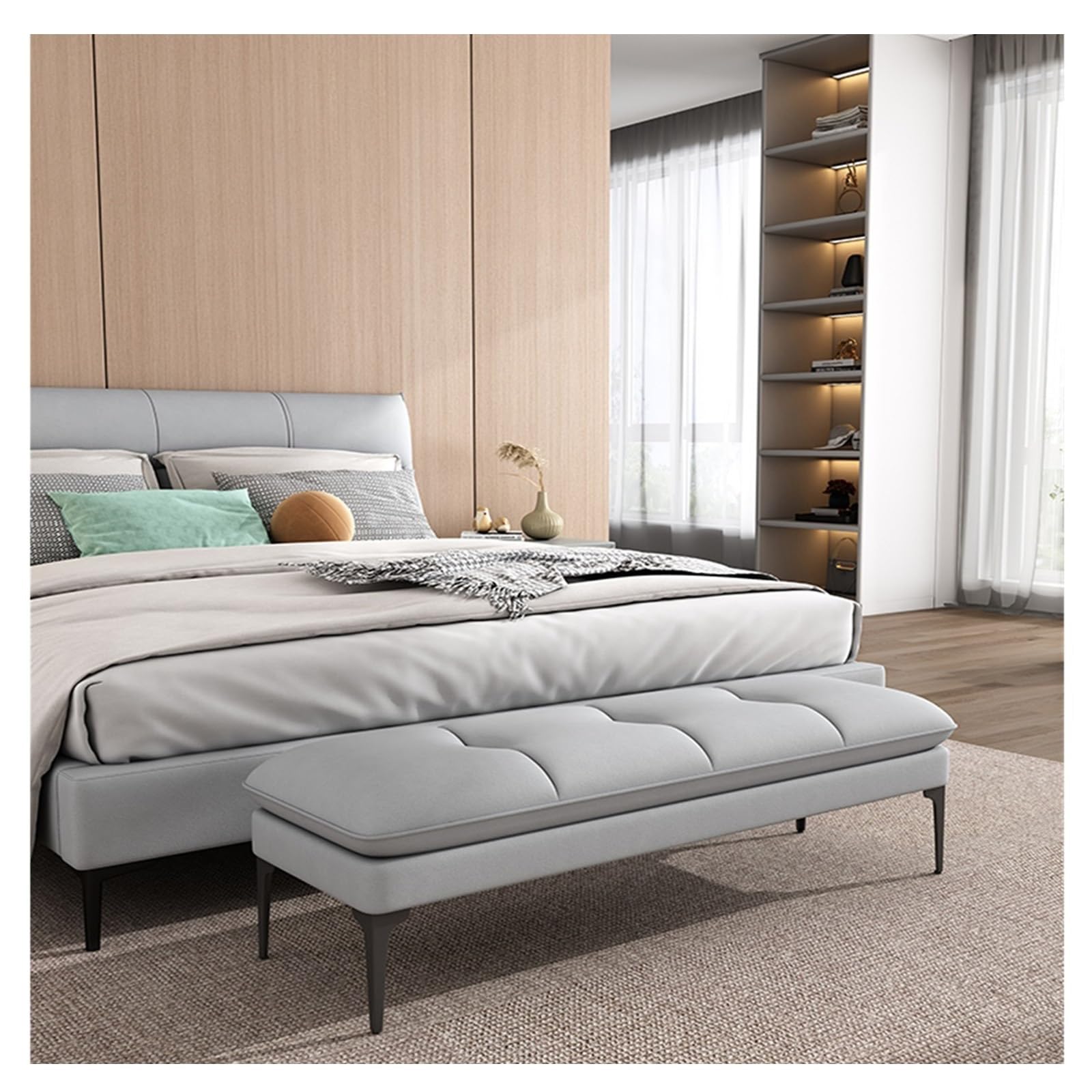 Panca contenitore Ottomana, Panca contenitore da comodino, Panca imbottita con spazio contenitore, Panca di fondo letto, 120 x 40 cm, Grigio | Leroy Merlin