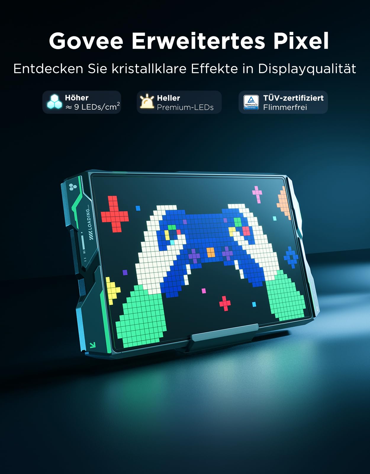 Govee Pixel Licht Gaming Rechteck, 52x32 RGBIC Pixel Art LED Panel, DIY, 150 Szenenmodi, 10 Musikmodi, AI, Alexa, Google Assistant