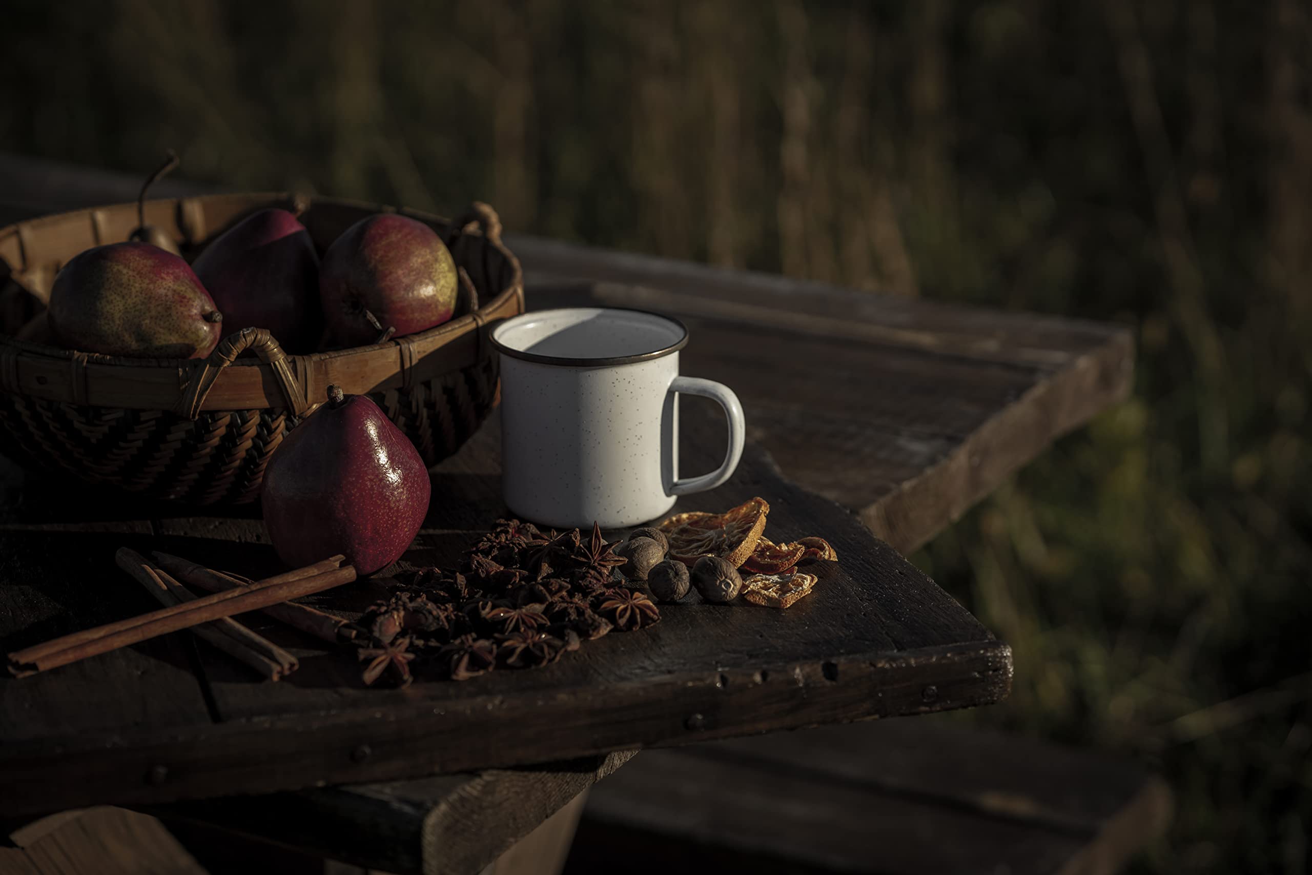 Barebones Juego de 2 tazas de café esmaltadas, 16 onzas, taza de camping con borde de acero inoxidable para uso en interiores y exteriores (cáscara de huevo)
