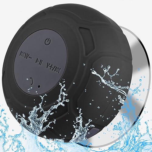 Altavoz de ducha Bluetooth impermeable, portátil, inalámbrico, resistente al agua, ventosa, micrófono integrado para teléfono, tableta, baño,