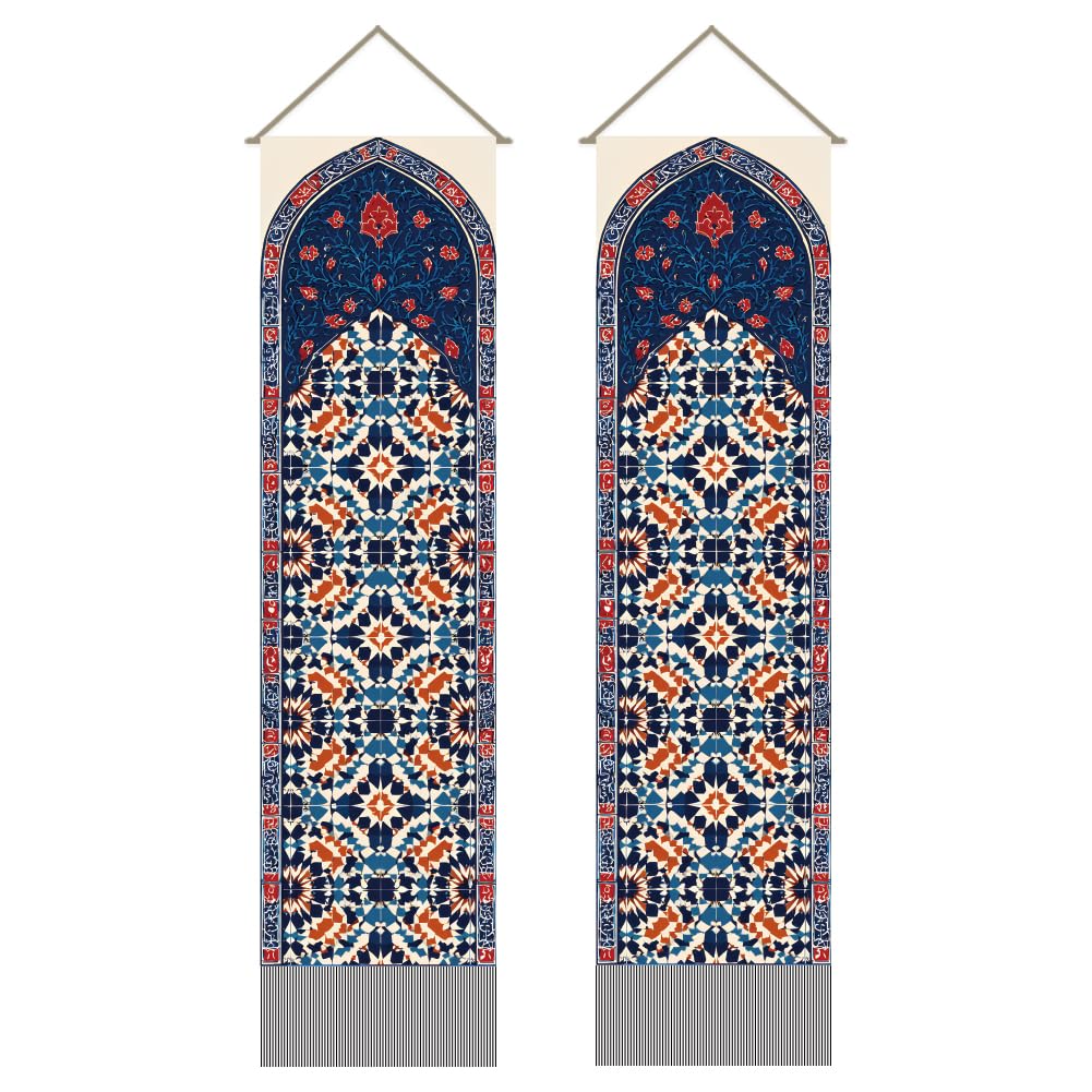 AHANDMAKER Arazzo da parete vintage marocchino, islamico, geometrico, lungo verticale, decorazione da parete arabesco, per camera da letto, soggiorno, decorazione da parete