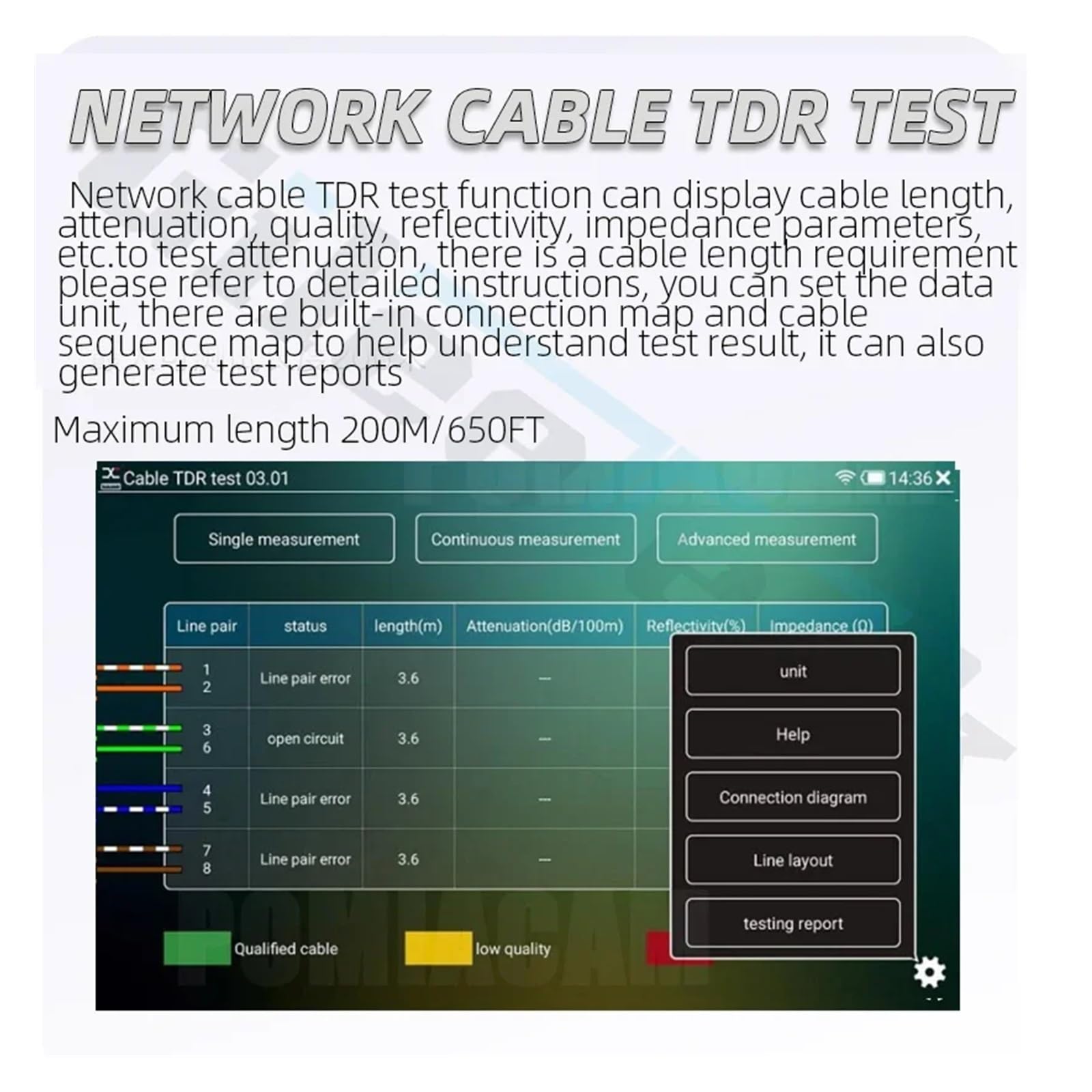 CCTV Tester, Tester CCTV IPCX-ACT H.265 4K 8MP IPC/TVI/CVI/AHD/CVBS Touch Sn Da 7 Pollici Supporto IPC Multifunzione ALL-In-One