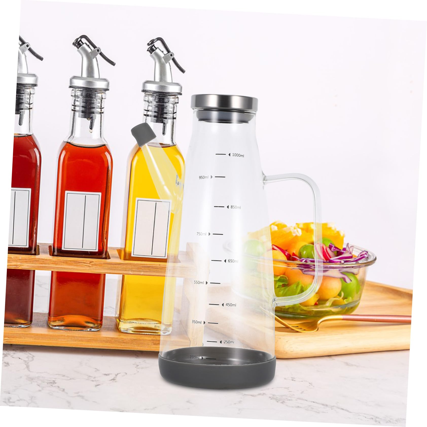 PRETYZOOM 3 Piezas Dispensador De Vinagre De Cocina Botella De Vidrio De Borosilicato Botella De Aceite De Oliva De Vidrio Transparente Gel De Sílice