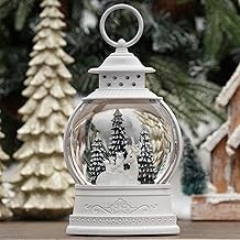 Christmas Deer Snow Globe, Musical Snow Globe Lantern with Swirling Glitter, Christmas Tree Reindeer Squirrels Owls USB & Battery Operated Light-Up Christmas Decorations Indoor for Home