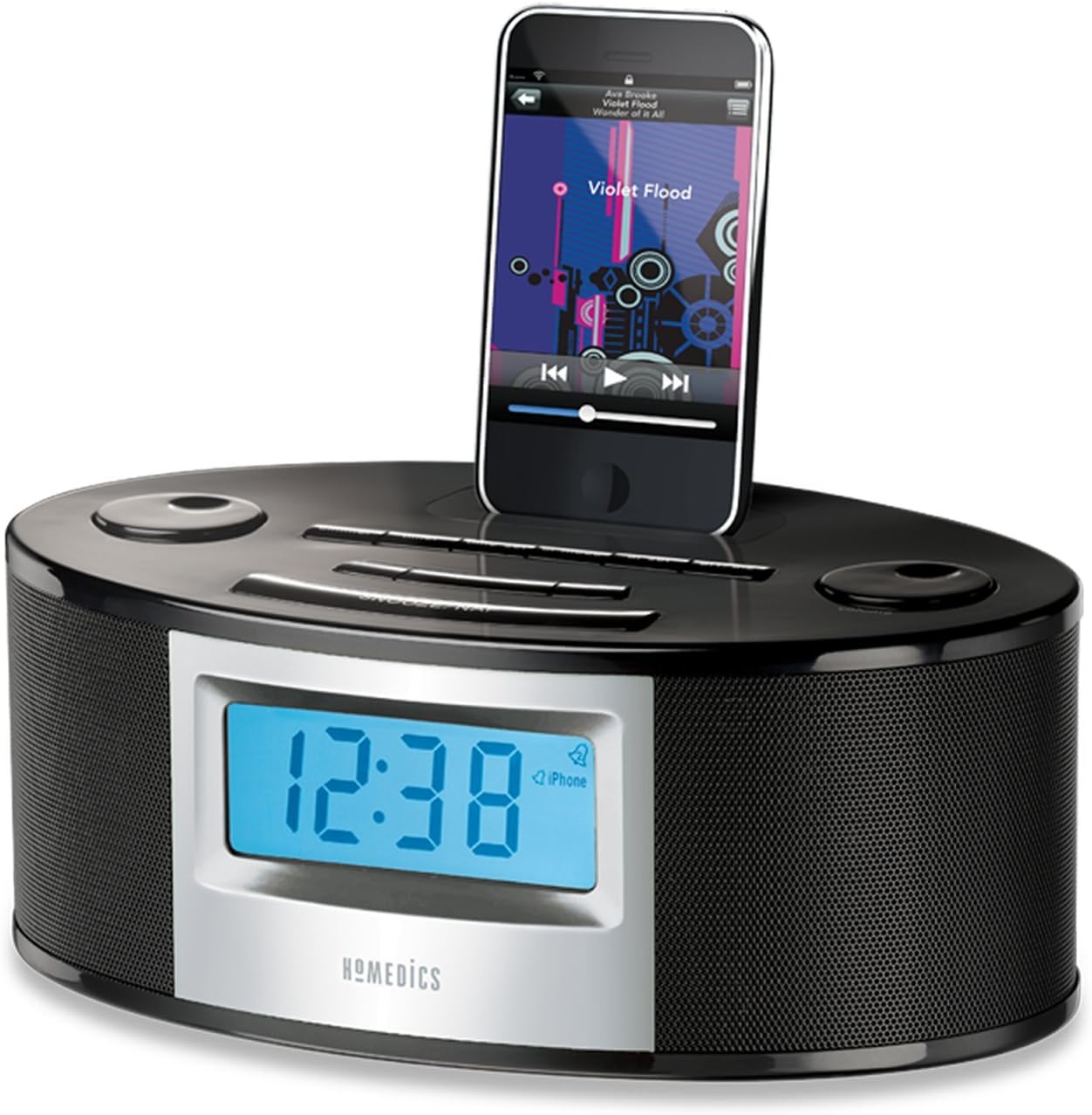 HoMedics SS-6510BLK SoundSpa Fusion Clock Radio with iPhone / iPod Docking Station ("IPHONE NOT INCLUDED")