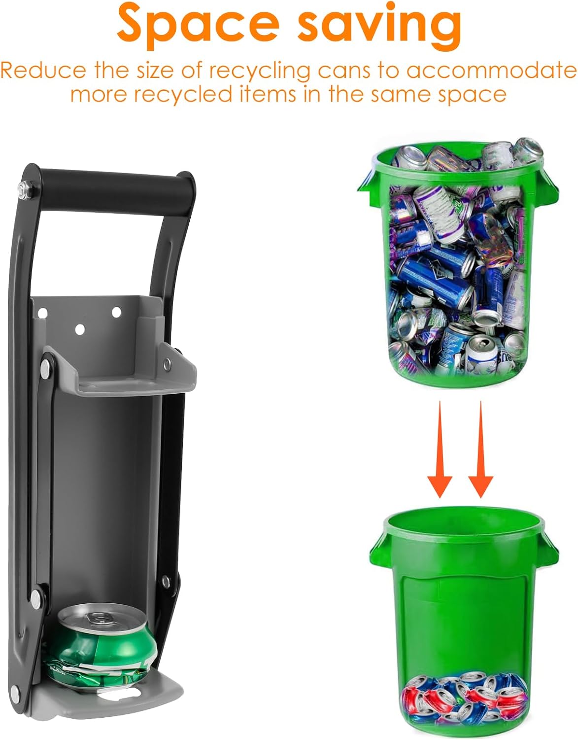 Can Crusher Wall-Mounted, Metal Can Crusher Wall Mounted Can Crusher with Bottle Opener Ergonomic Aluminum Can Crusher Tool Fashion Soda Can Smasher Beer Can Crusher for 16OZ Cans