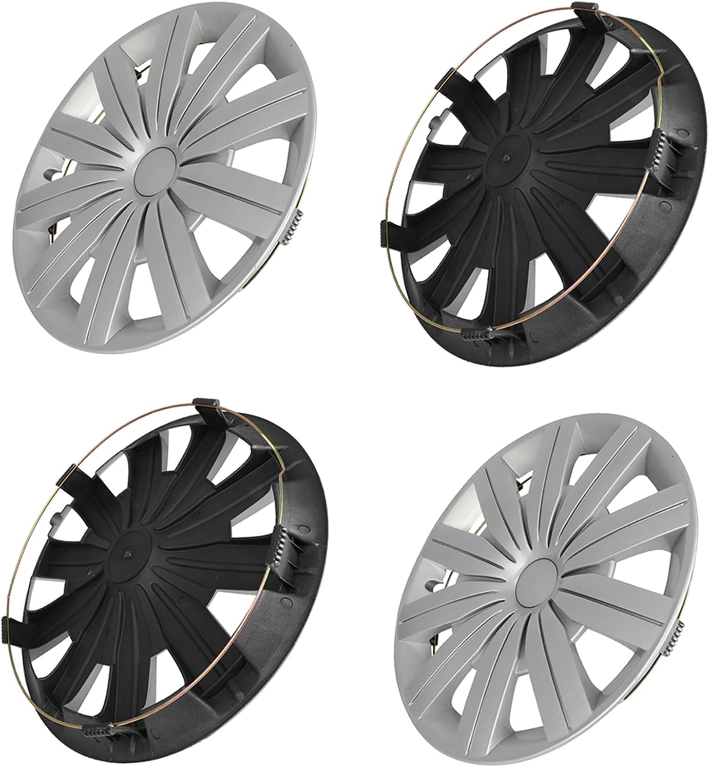 SCITOO Universal 14" Silver Hubcaps, 4-Set, Stylish Upgrade, fits Many Models, rustproof and Durability Silver 14 Inch