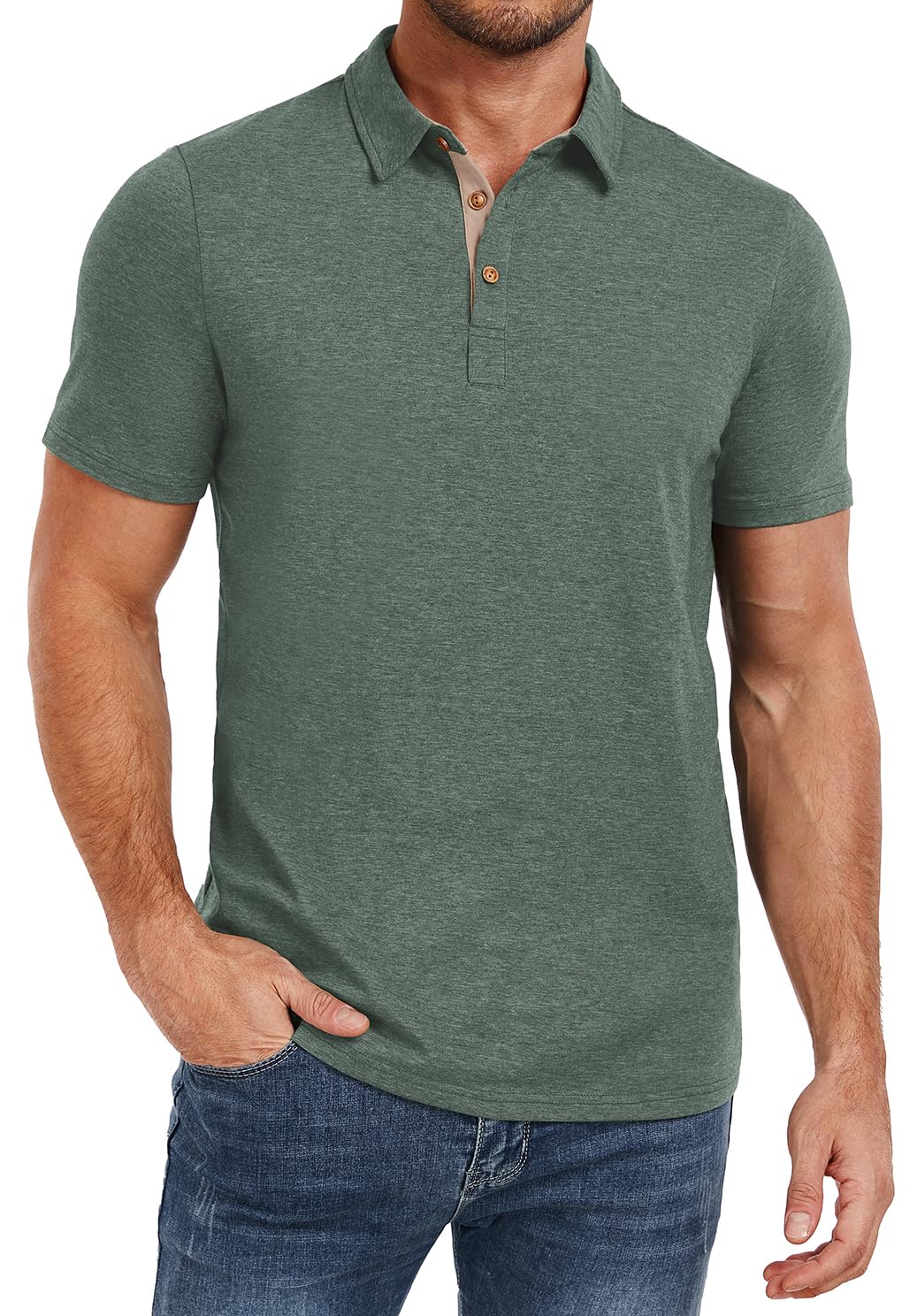 PEGENO Mens Polo Shirts Short Sleeve Casual Cotton Golf Shirts Performance Polo Shirts for Men