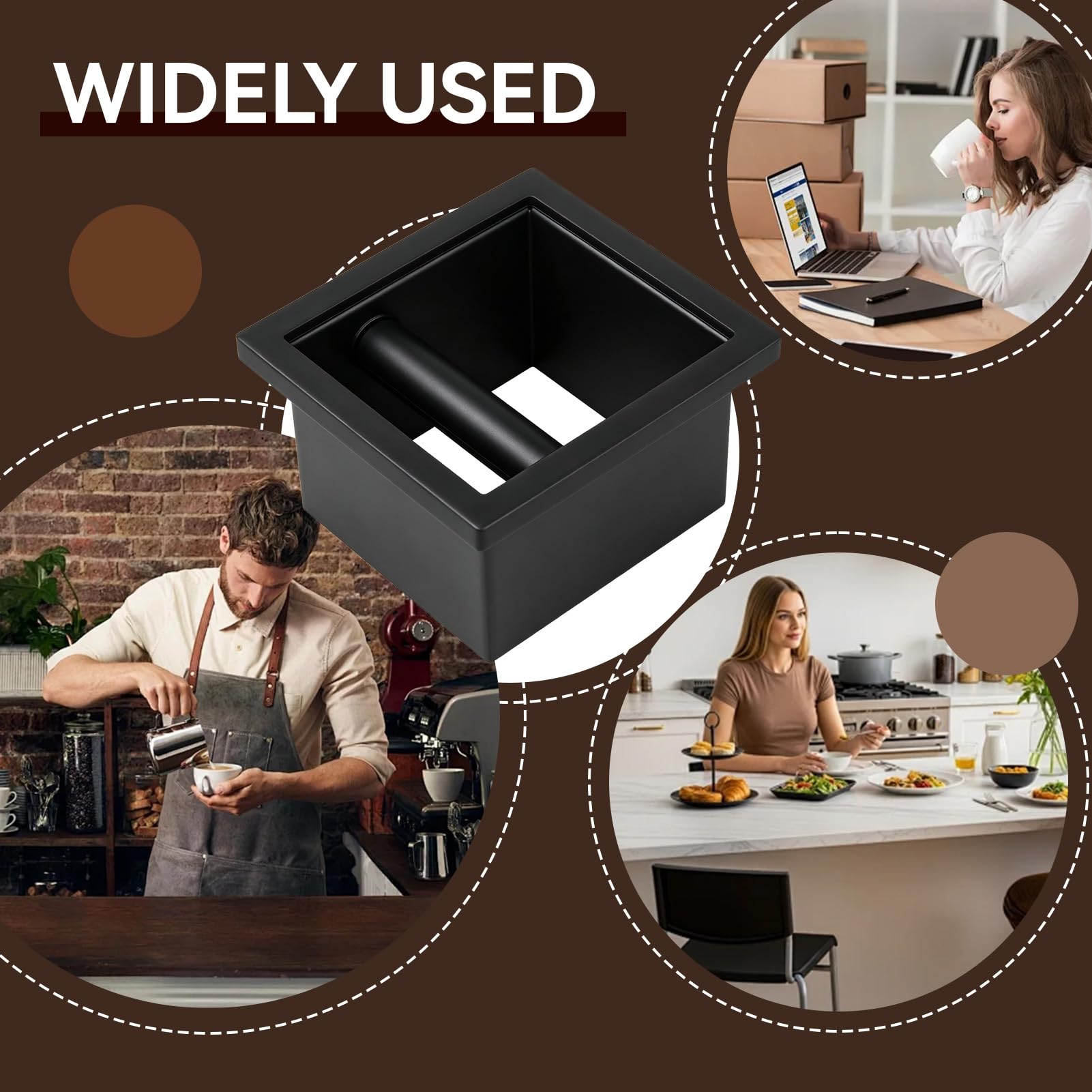 Coffee Knock Box, Scatola Per Caffè Senza Fondo Incorporata Smaltimento Del Contenitore Per Fondi Di Caffè Da Banco In Acciaio Inossidabile Fondi Caffe Contenitore Per Bar Ristorante Cucina Nero