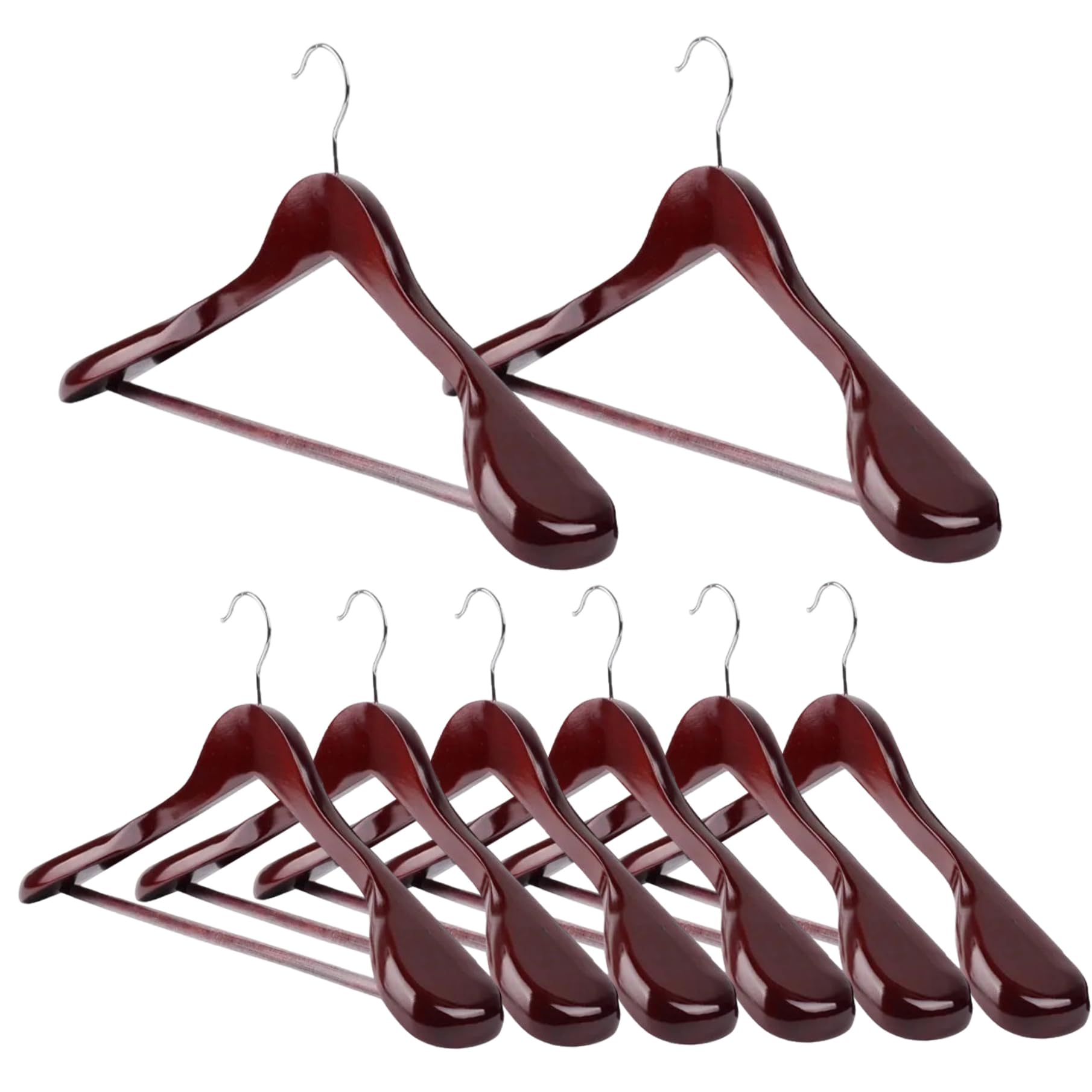 Cintres en bois grand format pour dressing, lot de 8 cintres larges épaule costume et manteau