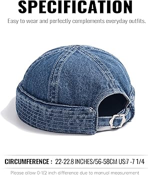 Croogo Beanie Docker Cap Brimless Skull Cap Denim Retro Worker Hat