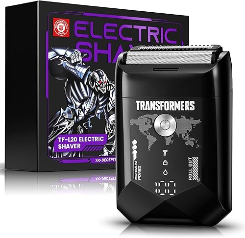 Transformers Hasbro - Afeitadora eléctrica para hombres, afeitadora eléctrica portátil con cuchillas flotantes dobles y pantalla LED, maquinilla de
