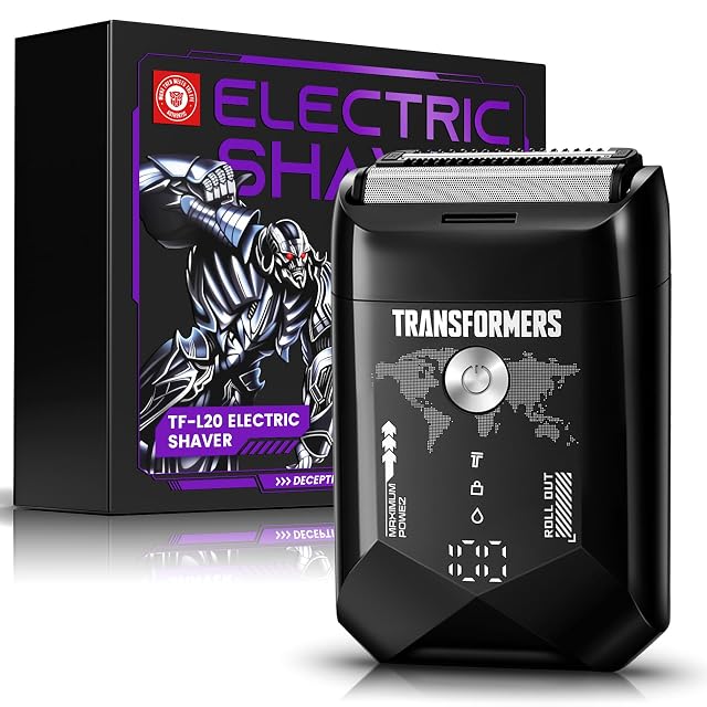 Transformers Electric Foil Shaver for Men Portable Electric Razor for Face - IPX7 Waterproof Cordless Razor with LED