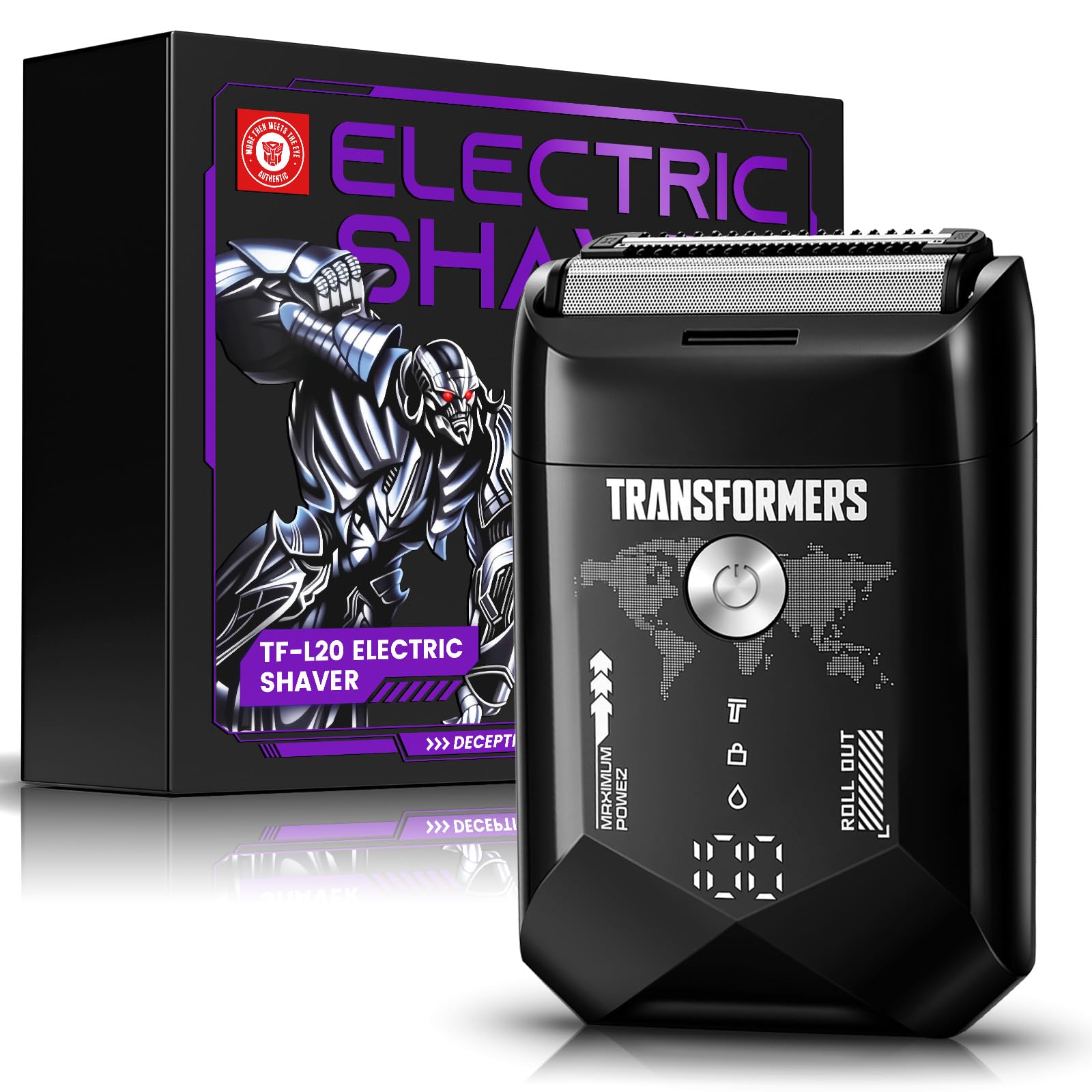 Transformers Electric Foil Shaver for Men Portable Electric Razor for Face - IPX7 Waterproof Cordless Razor with LED