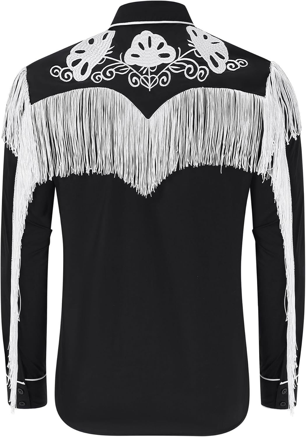 TURETRENDY Men's Western Cowboy Fringe Shirts Long Sleeve Embroidered Slim Fit Casual Button Down Shirts - Image 4