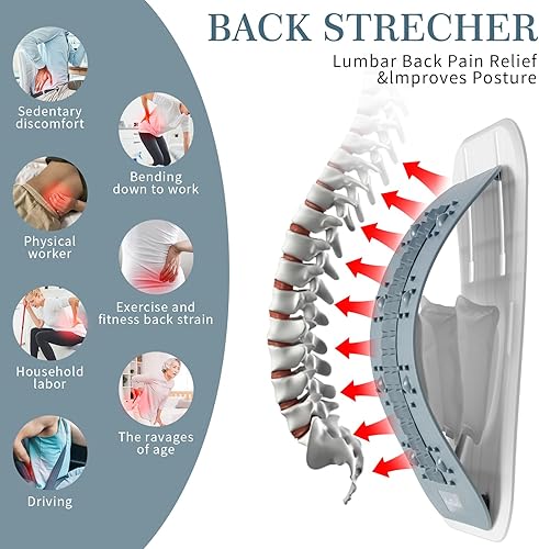Miniatura 6 de Camilla de espalda para aliviar el dolor de espalda baja, tablero de apoyo lumbar regulado inflable, galleta ergonómica de espalda con puntos de