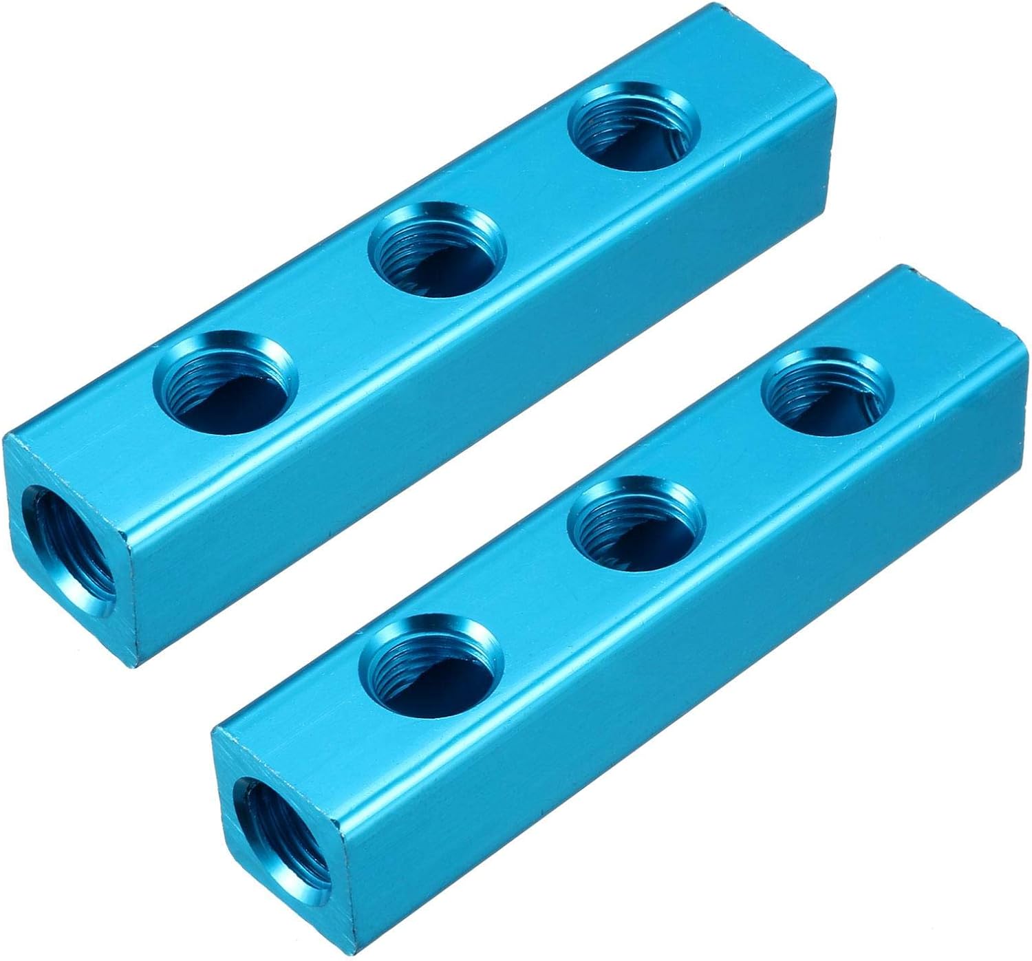 uxcell 1/4" PT Air Pneumatic 3 Position 6 Ports Manifold Block Splitter 2 Pcs