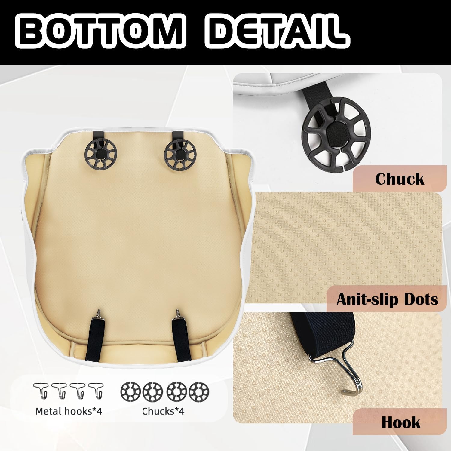 Car Seat Cover 2pcs Front Nappa Leather Fit for Tesla Model Y/3 Car Seat Bottom Protector, Wear-Resistant for 2020 2021 2022 2023 2024 Model Y Model 3 Accessories (Front White)