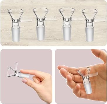 14mm Glass Bowls, 8 Pack Bowl Piece for Water Pipes and Oil Rigs, Durable and Easy to Clean Glass Bowl, Portable Design for Travel and Group Use