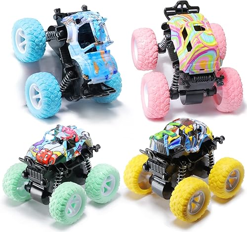 Monster Truck Monster Trucks Juguetes de juguete para niñas y niños, paquete de 4 para niños pequeños, regalos para niños de 2, 3, 4, 5, 6, 7 años