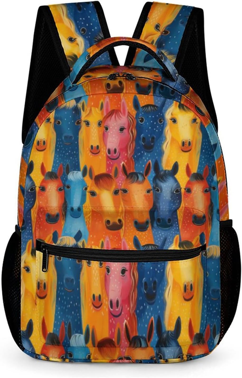 Horse Backpack for Girls Boys, Cute Colorful Horses School Backpack, Kids Horse Backpack Bookbag, Elementary Kids School Backpack, 16.5 Inch