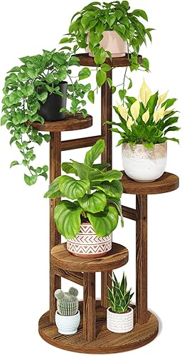 Miniatura 9 de LASZOLA Soporte de metal negro de 3 niveles de altura para macetas grandes, estante vertical de hierro forjado resistente para flores grandes