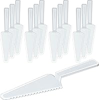 Suclain 50-Pack 9.1" Clear Disposable Plastic Cake Servers - Serrated Knives for Weddings, Parties, Pies, Pizza & Pastries