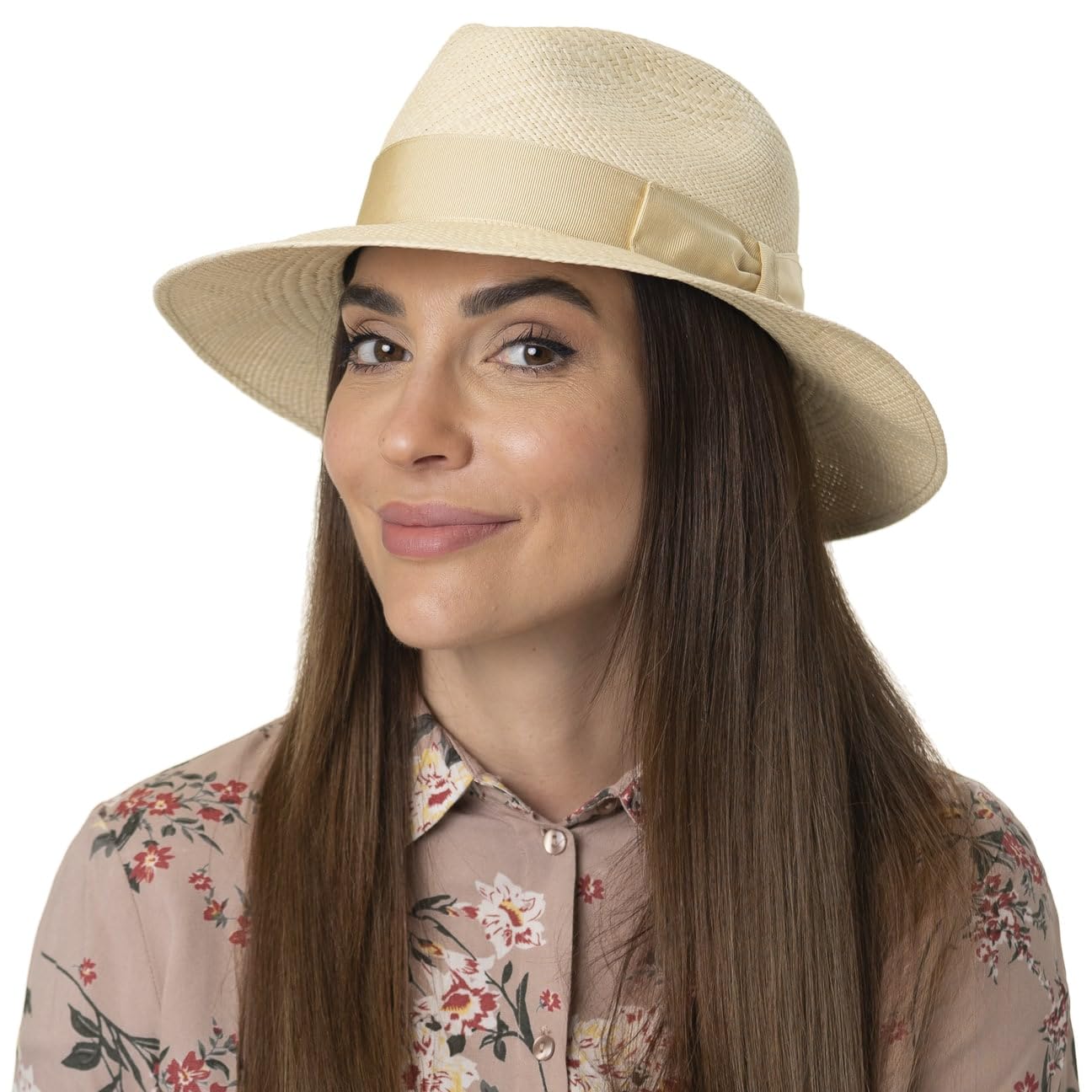 Borsalino Cappello di Paglia Big Brim Fedora Uomo - Made in Italy Estivo da Giardiniere Cappelli Spiaggia con Nastro Grosgrain Primavera/Estate Estate
