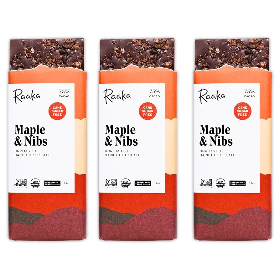 Amazon.com: Raaka Chocolate Maple & Nibs, 75% Cacao Dark