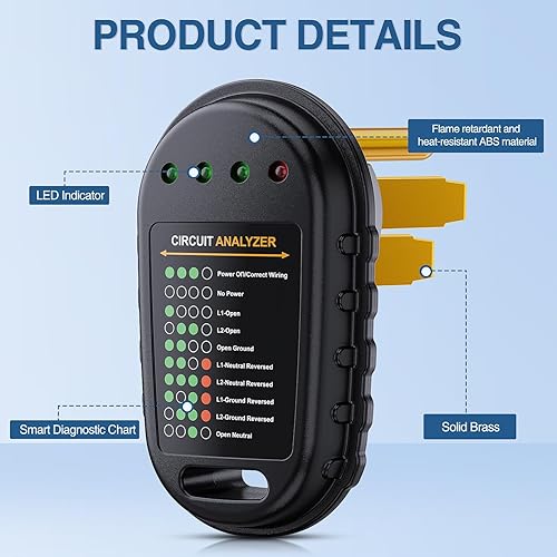 Miniatura 7 de Nilight Probador de circuito RV de 50 amperios, 125250 V, enchufe analizador de circuitos RV con luz indicadora LED de 50 amperios Nema 14-50P ETL