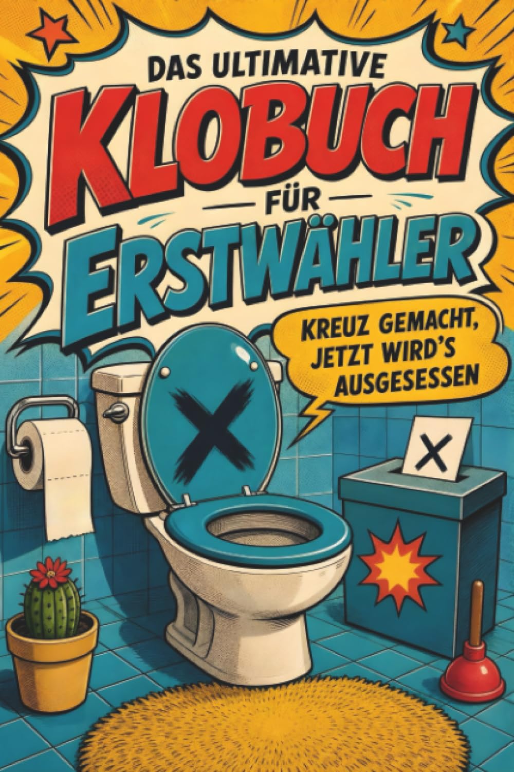 Das ultimative Klobuch für Erstwähler: Kreuz gemacht, jetzt wird's ausgesessen. Lustiges Geschenk für Erstwähler, Demokratie und Wahlkabinen-Premieren