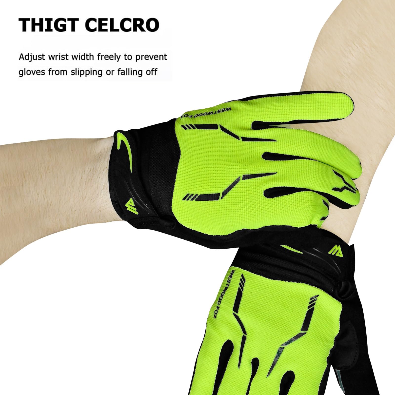WESTWOOD FOX Guantes de Ciclismo de Dedo Completo, Guantesi de Bicicleta de Montaña, MTB, Guantes Acolchados Antideslizantes Bicicleta de Carretera, Guanteso Deportivo Hombres Mujeres