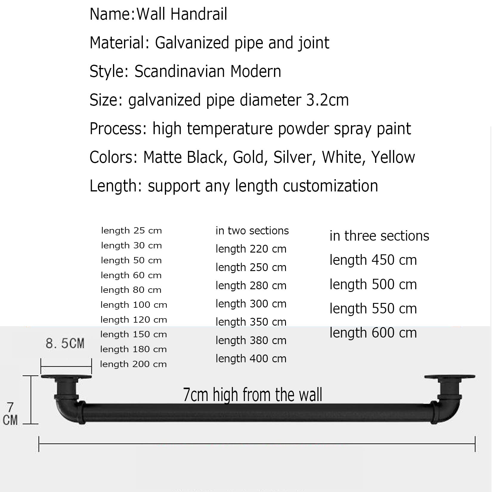 Garde-corps industriel rustique noir pour escaliers – Fer forgé avec accents Installation facile Parfait pour une utilisation en intérieur et en extérieur Design compact