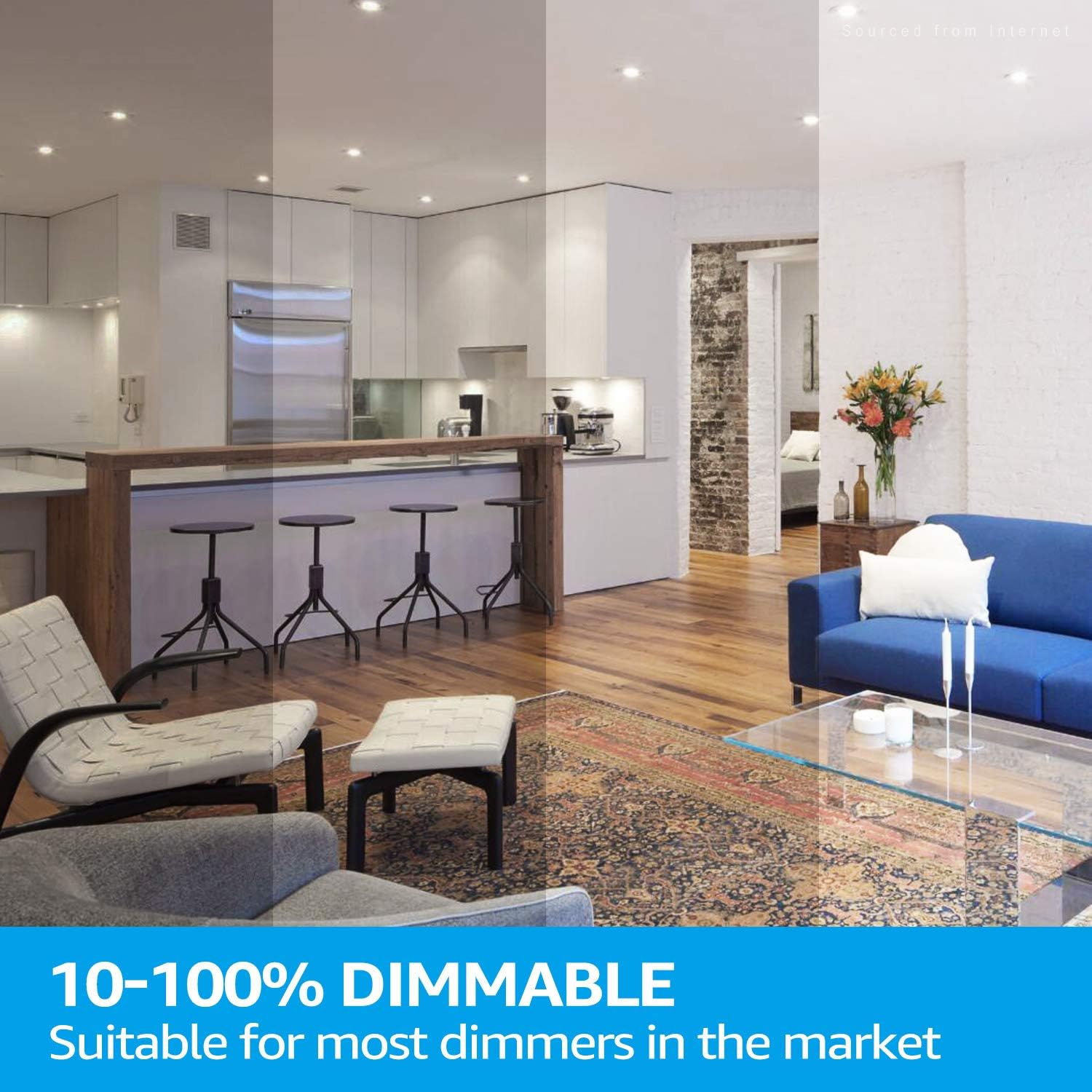 TORCHSTAR Essential Series 4 Inch Ultra-Thin LED Recessed Lighting with J-Box, 800lm Dimmable Slim Panel Downlight, ETL & Energy Star Listed, 4000K Cool White, Pack of 4