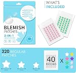320 PCS Pimple Patch Star 3 Sizes 7 Colors Invisible Ultra Thin Star-shaped Pimple Patches Colorful Hydrocolloid Patch Skin Care for Face