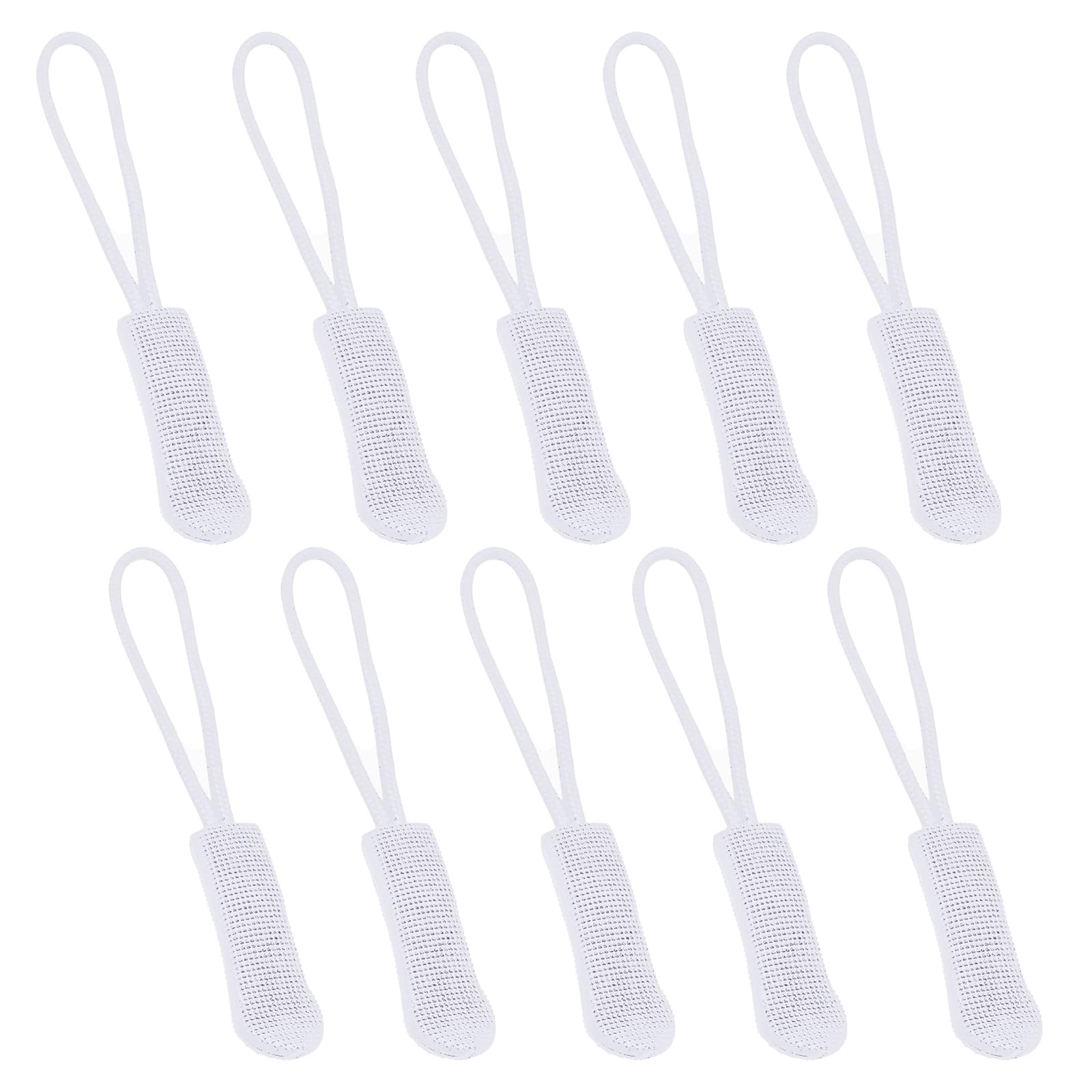 Fbshicung 10 Pcs Zipper Pull Replacemen Tab Heavy Duty Zipper Extender Cord for Bag Suitcase Jacket Luggage (White)