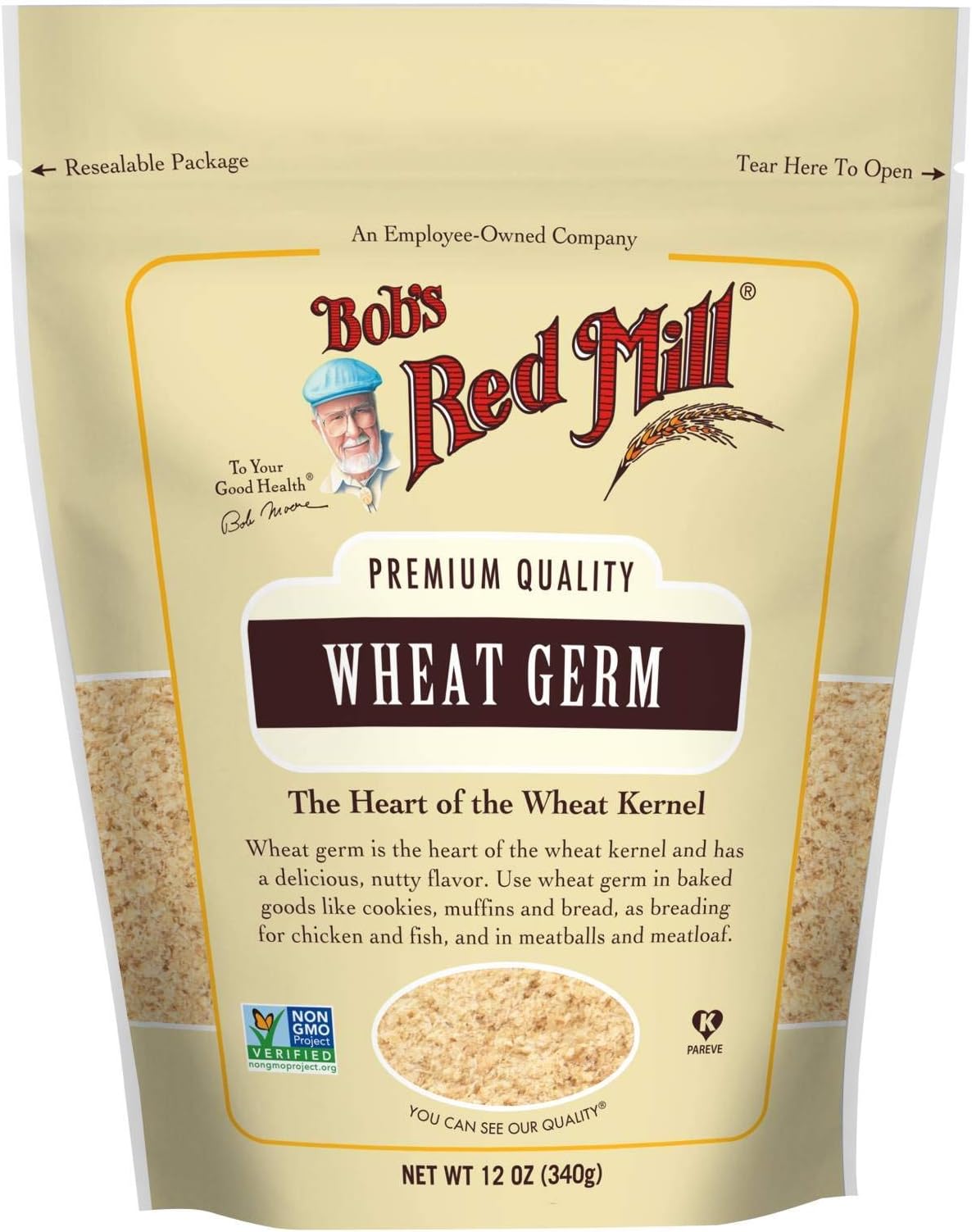 Bob's Red Mill Wheat Germ, 12oz (Pack of 4) - Non GMO, Vegan, Kosher