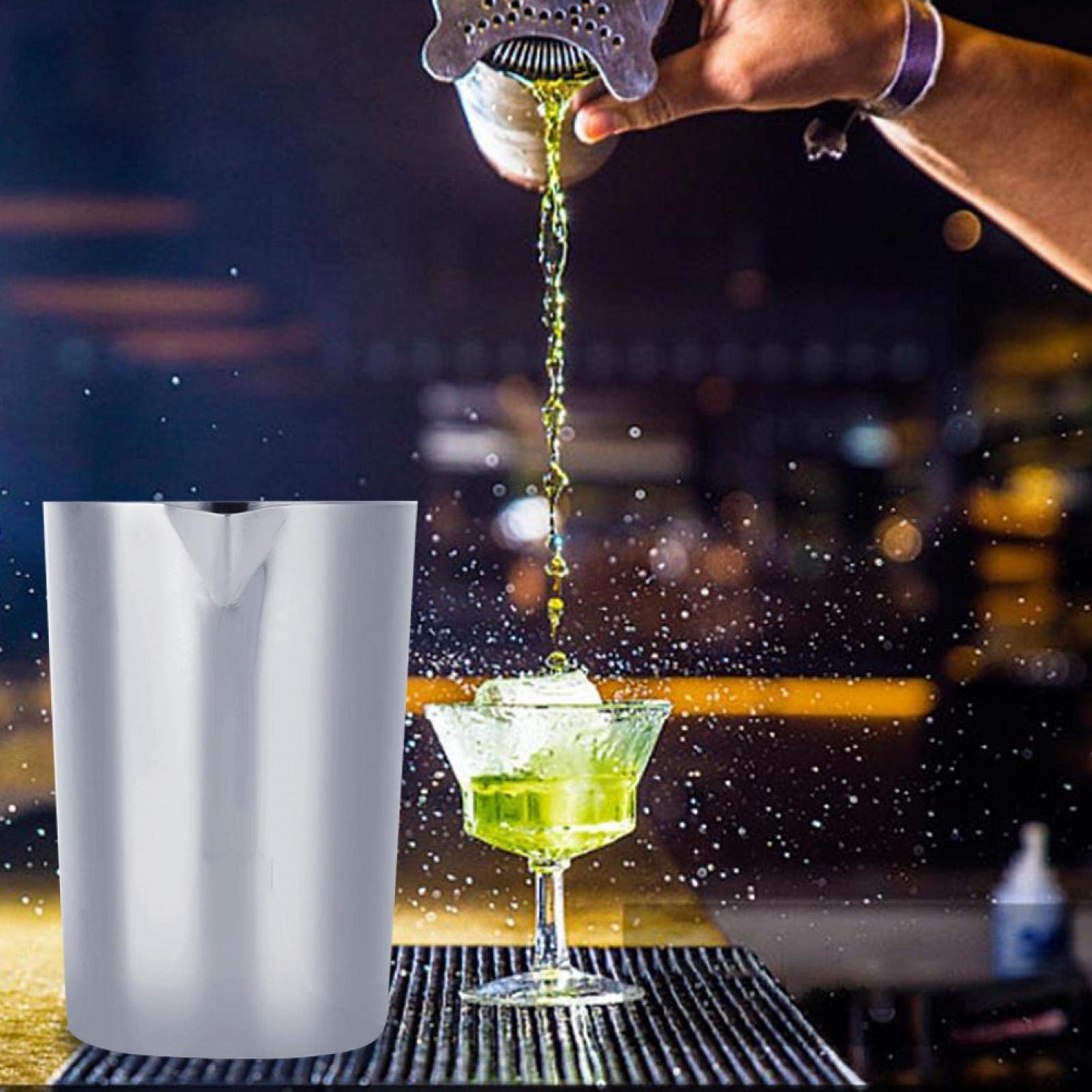 Cocktail Mixing Glass, 500 ml in acciaio inossidabile argentato Cocktail Shaker Mixer Drink Mixing Glass Barman Strumenti fai da te