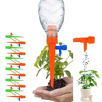 Amazon Co Jp 進化版 改良タイプ 98 のボトルに適用 植物給水 自動給水キャップ Cerking 水やり当番 水分量調節 留守 出張 旅行 野菜 果実 給水システム じょうろ スタンド付き 12個セット Diy 工具 ガーデン