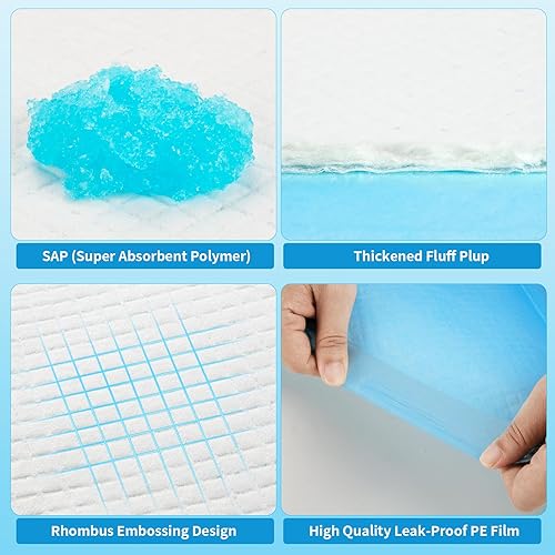 Miniatura 4 de aiimll Almohadillas XXL para orina de perros, extra grandes, 30 x 36 pulgadas, 40 unidades, 6 capas a prueba de fugas, secado rápido, almohadillas