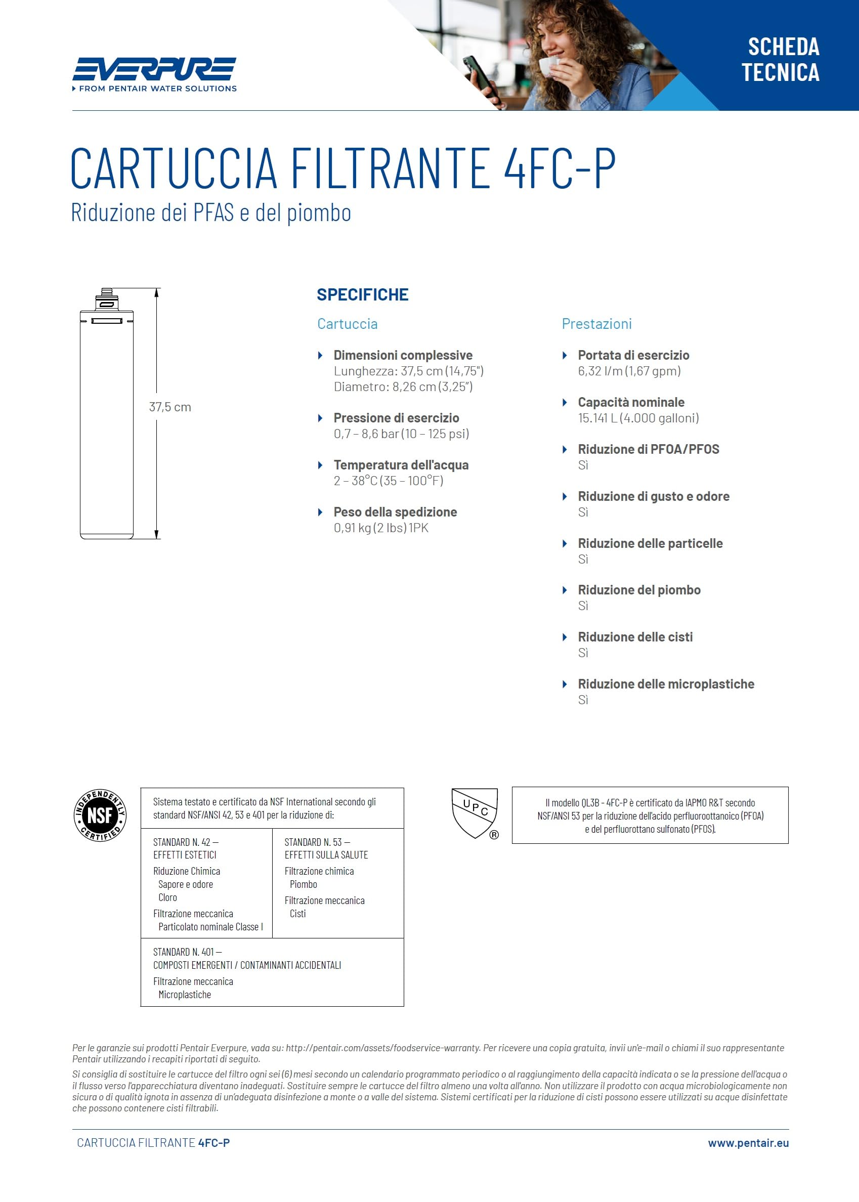 Everpure 4FC-P EV9595-31 Riduce PFAS Cloro Microplastiche
