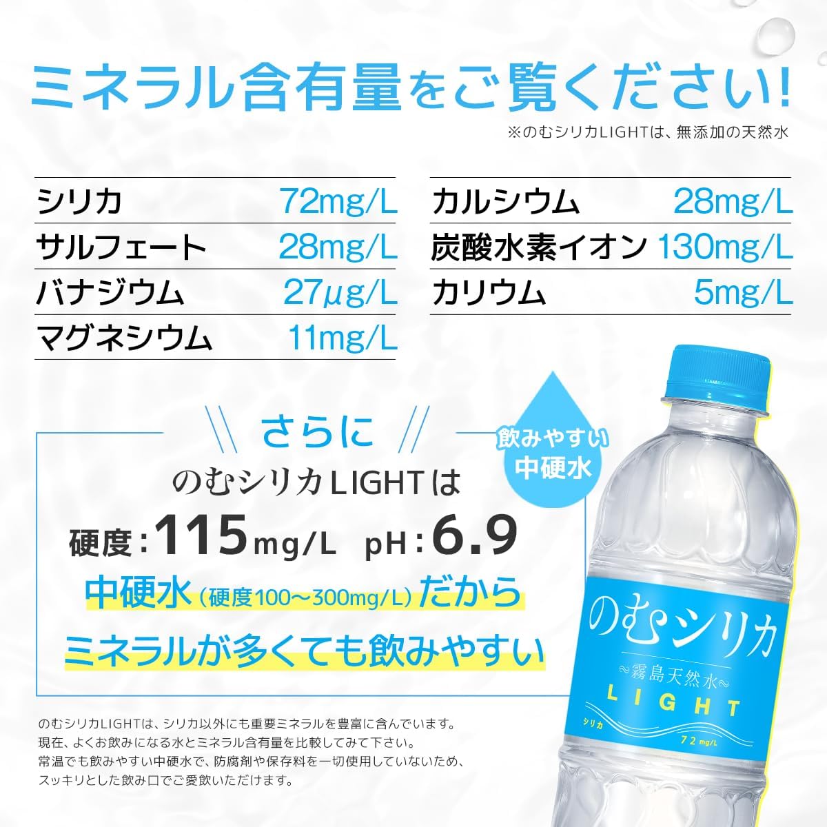Amazon.co.jp: のむシリカLIGHT シリカ水 500ml×24本 天然水 シリカ