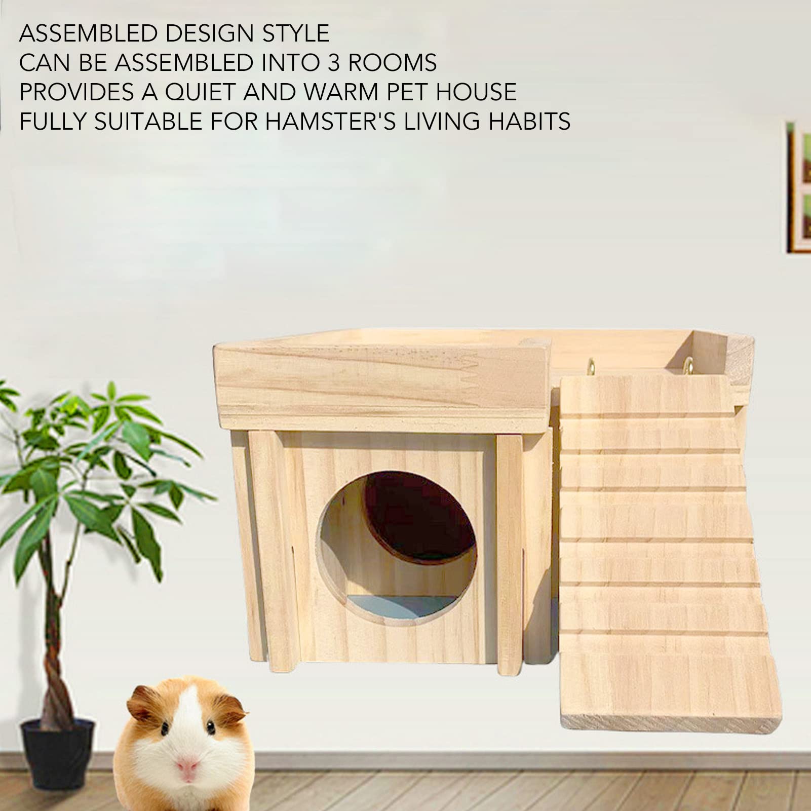 Casa In Legno Multicanale Per Criceti E Roditori, Con Tunnel E Scala, Smontabile E Facile Da Pulire, Design A Castello