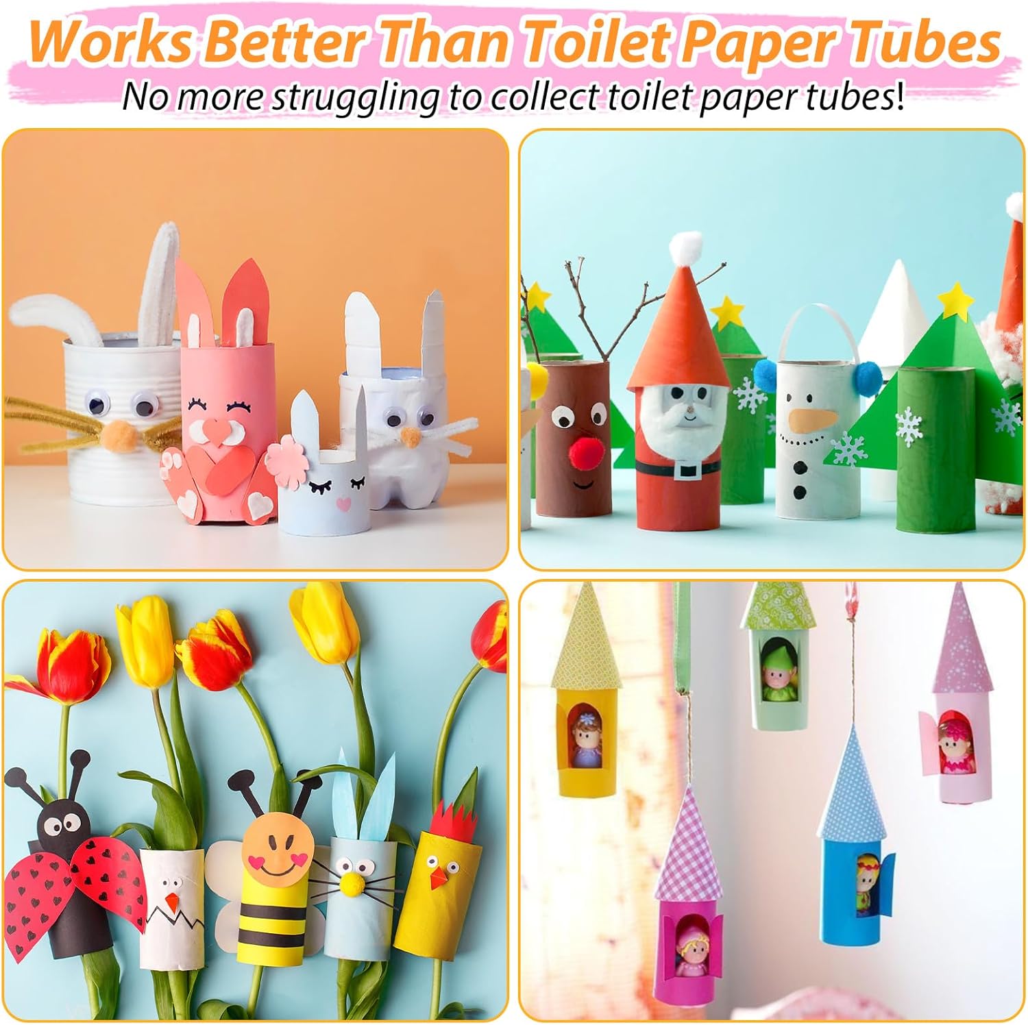 MAPVOLUT 60-Pack Multicolor Cardboard Tubes for Crafts (1.57x3.94 Inch) | Sturdy Kraft Paper Rolls for DIY Art, Craft Supplies, Holiday Decor & Painting Projects