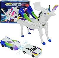 Vista 8 de Juguete de auto de unicornio transformador de colisión, 2 autos magnéticos que se transforman en unicornio, juguetes para niños pequeños, divertido