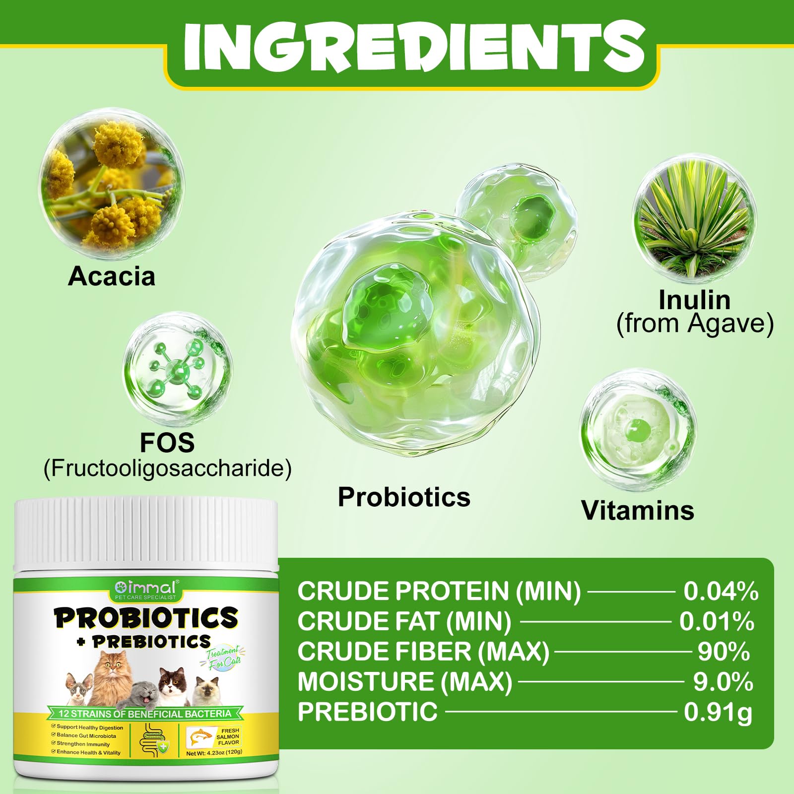 Cat Probiotic Powder, Cat Probiotics for Gut Health Probiotic Powder for Cats Cats Digestive Supplement - Image 3