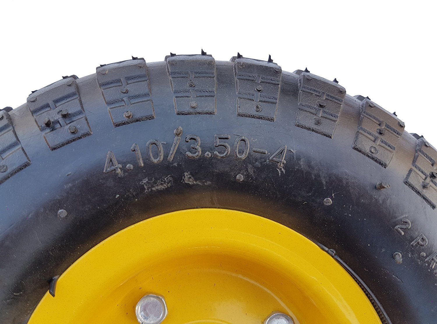 4 x FROSAL Luftrad Bollerwagen Ø 260 mm 4.10/3.50-4 | Ersatzrad Reifen Sackkarre | Achse 16 mm | Rad mit Kugellager | Stahlfelge gelb | Sackkarrenrad
