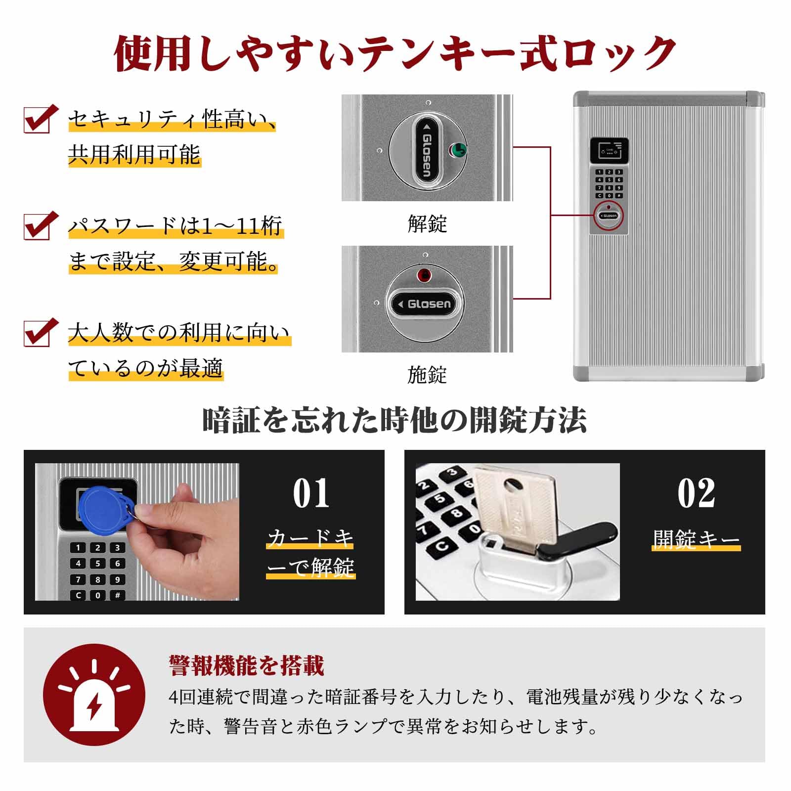 Amazon.co.jp: MXBAOHENG キーボックス 壁掛け テンキー 暗証番号式