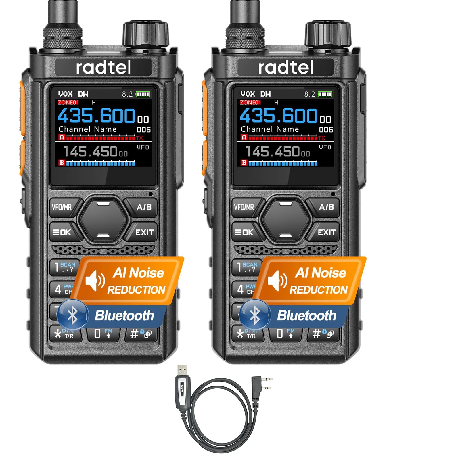 Amazon.com: Radtel 2 Pack RT-910B with 1 Program Cable 5W Ham