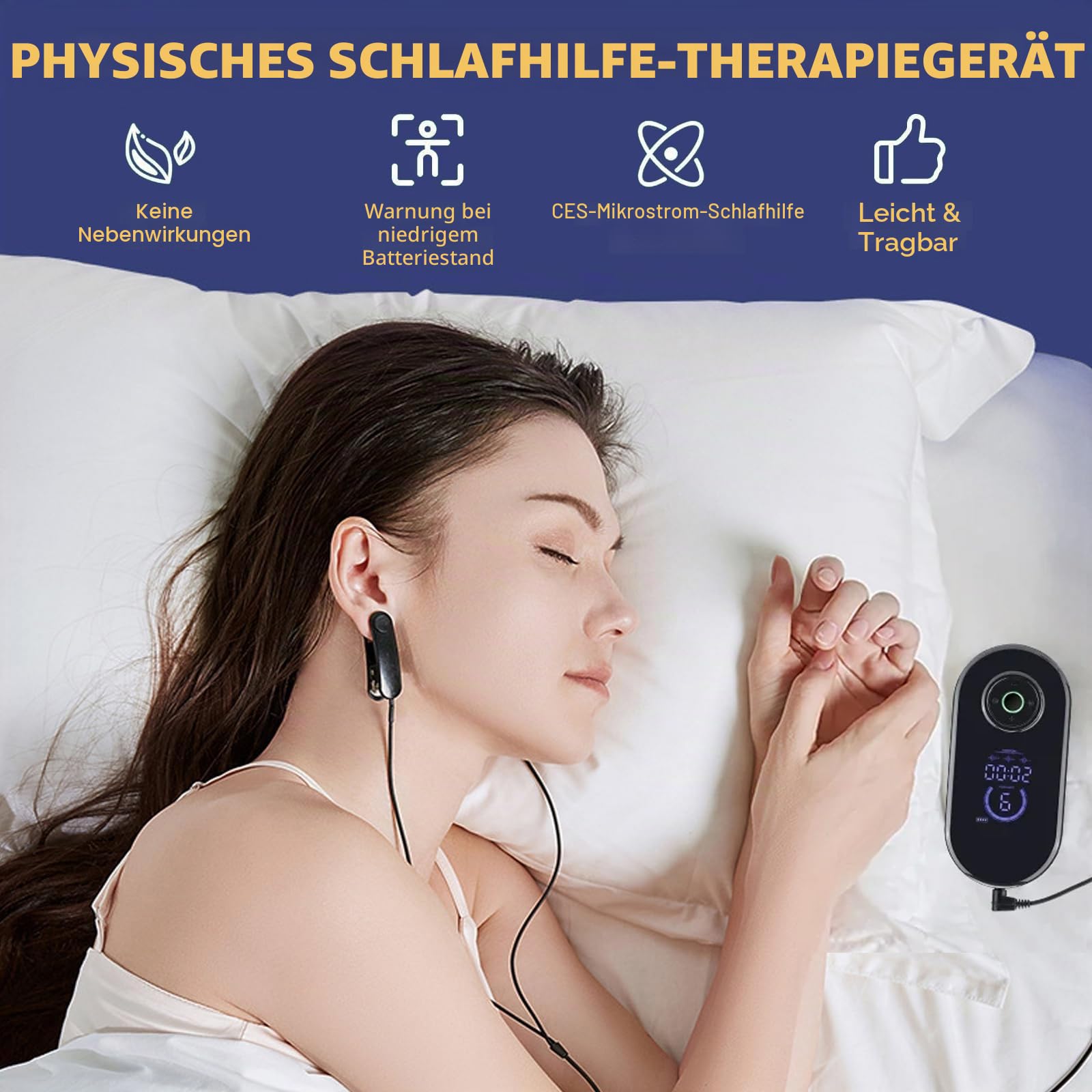 Vagusnervstimulation Ohrclips Schlafhilfegerät für Erwachsene Angstzustände Migräne Schwindel Tiefschlaf USB-Aufladung